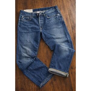 Loomstate Mission Selvedge Jeans USA 34 Raw Denim Fade Distressed Whiskered